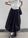 Elastic Waist Puffy Long Skirt