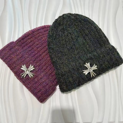 Metal cross Knitted Hat