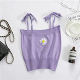Embroidered Daisy Cami Tops