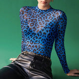 Leopard Mesh Long Sleeve Top