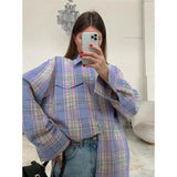 Baggy Plaid Womens Blouse