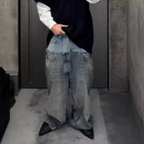 Double-layer Patchwork Baggy Jeans