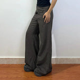 Vintage Pin Stripe Button-up Loose Casual Trousers