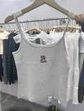 Little Duck Flower Embroidery Tank Top