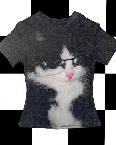 Glasses Wearing Kitten TEE