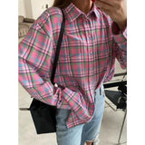 Baggy Plaid Womens Blouse