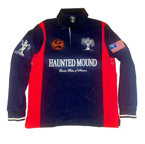 Haunted Mound America Long Sleeve Polo Shirt