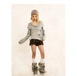 Hooded Irregular Swing Collar Pullover