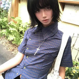 Vintage Plaid Asymmetrical Shirt