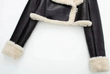 Cropped Sherpa Vegan Leather Jacket