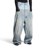 Double-layer Patchwork Baggy Jeans