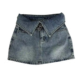 Retro Denim Fold Out Mini Skirt