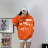 Ye Must Be Born Again Puff Print Oversized Hoodie