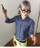 Cropped Women Korean Plaid Shirt