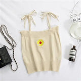 Embroidered Daisy Cami Tops