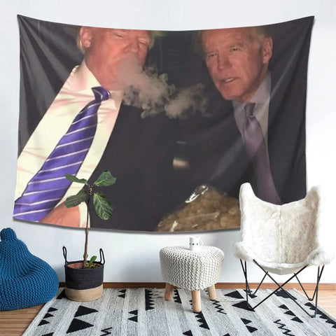 Trump Biden Smoking Tapestry