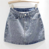 Diamond Studded Denim Skirt