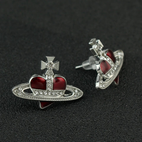 Saturn Heart Diamond Earrings