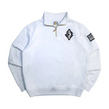 Jeffrey Epstein White Embroidered Quarterzip Pullover