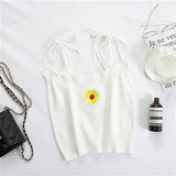 Embroidered Daisy Cami Tops