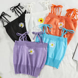 Embroidered Daisy Cami Tops
