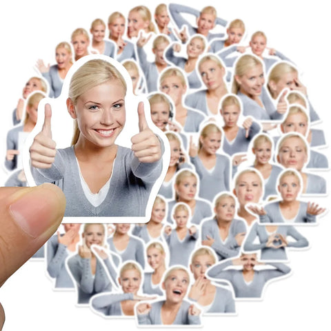 10/30/50pcs Blond Hair Lady Stickers