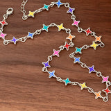 Stainless Steel Rainbow Stars Necklace