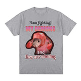 Funny I Am Fighting My Demons and The Are Winning Rat Meme Tee