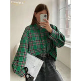 Baggy Plaid Womens Blouse
