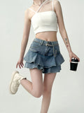 Double Layered Denim Skirt