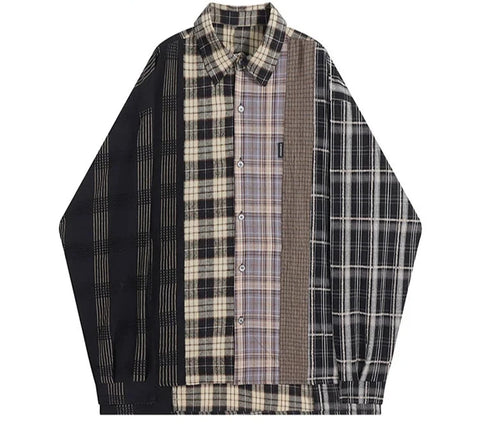 Vintage Patchwork Plaid Shirt