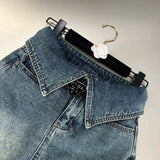 Retro Denim Fold Out Mini Skirt