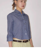 Cropped Women Korean Plaid Shirt