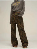 American Vintage Unisex Leopard Print Washed Jeans