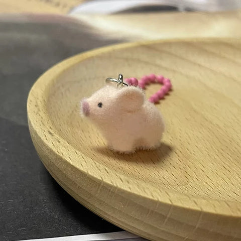 Fluffy Pig Keychain