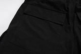 Wide Leg Drawstring Black Cargo Pants