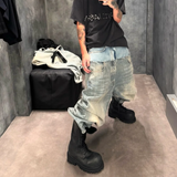 Double-layer Patchwork Baggy Jeans