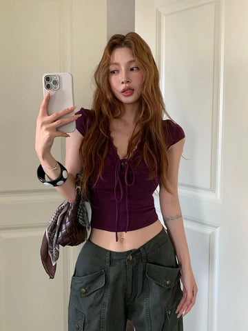 Short Sleeve Lace Crop Top