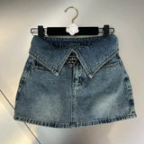 Retro Denim Fold Out Mini Skirt