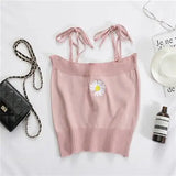 Embroidered Daisy Cami Tops