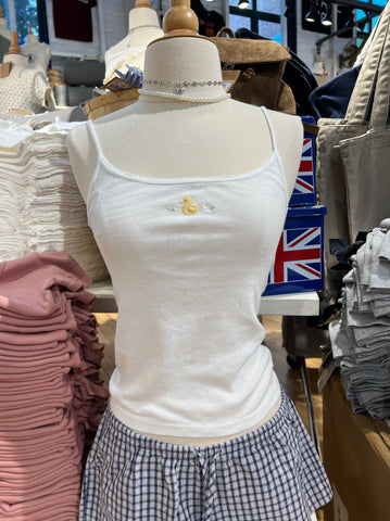Little Duck Flower Embroidery Tank Top