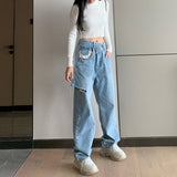 Asymmetrical High Waisted Straight Jeans