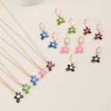 Stainless Steel Flower Necklace + Earring