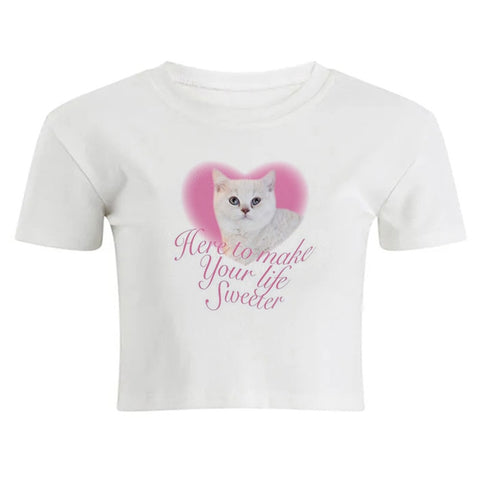 "Here To Make Your Life Sweeter" Cat Tee