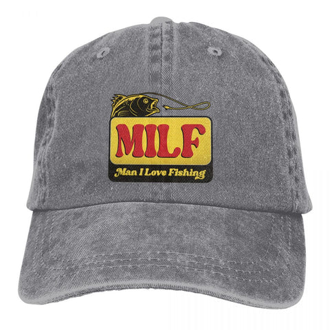 Milf Man I Love Fishing Hat Gray / One Size