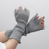 Distressed Knitted Arm Warmers