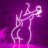 Nude With Wine Neon Light