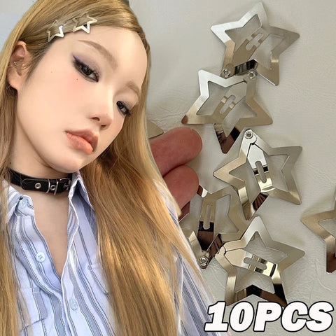 10Pcs Silver Star Hairclips