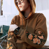 Floral Embroidered Oversized Hoodie