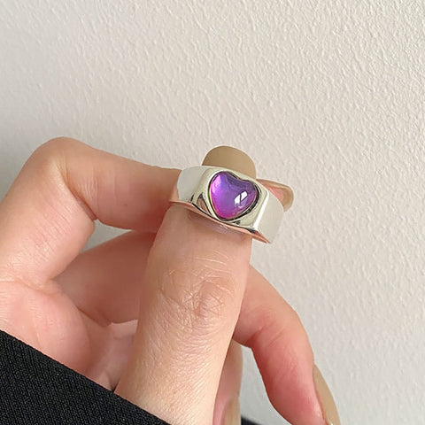 Purple Burst Heart Ring